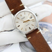 Charger l'image dans la galerie, Rolex Precision ref. 6694 - Silver Dial with Golden Indexes (V2) - Leather Strap
