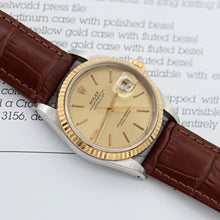 Load image into Gallery viewer, Rolex Datejust 36 ref. 16233 Champagne dial - Leather Strap - Full Set
