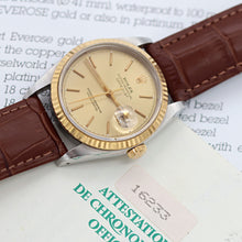 Load image into Gallery viewer, Rolex Datejust 36 ref. 16233 Champagne dial - Leather Strap - Full Set
