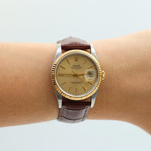 Load image into Gallery viewer, Rolex Datejust 36 ref. 16233 Champagne dial - Leather Strap - Full Set
