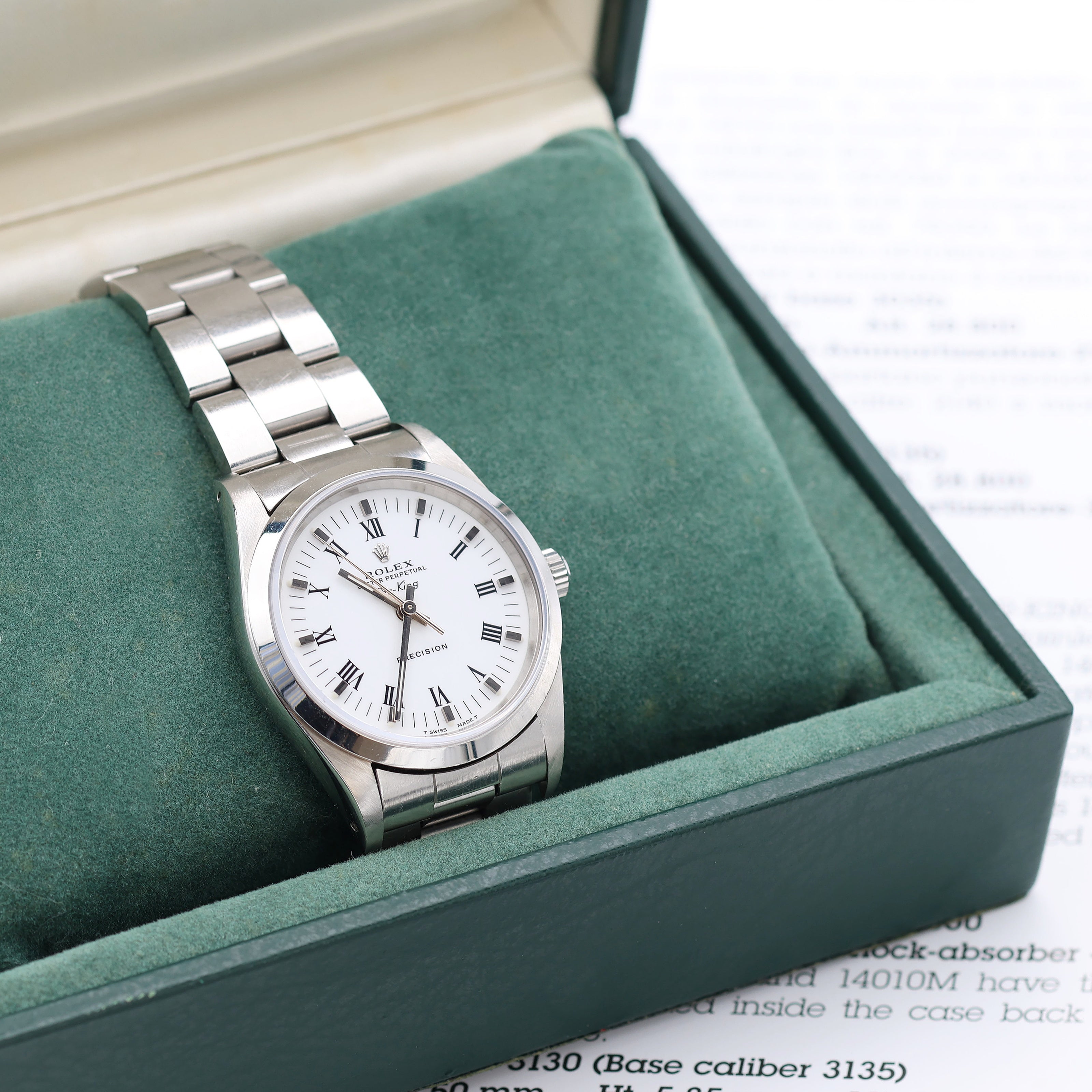 Rolex Air King Ref. 14000 - Weißes Römisch -Zifferblatt - Vollessatz
