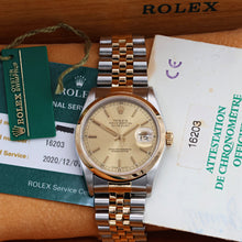 Kép betöltése a galériamegjelenítőbe: Rolex Datejust ref. 16203 Champagne Circle Dial - Jubilee Bracelet - Full set
