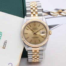 Kép betöltése a galériamegjelenítőbe: Rolex Datejust ref. 16203 Champagne Circle Dial - Jubilee Bracelet - Full set
