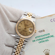 Kép betöltése a galériamegjelenítőbe: Rolex Datejust ref. 16203 Champagne Circle Dial - Jubilee Bracelet - Full set
