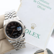 Cargar imagen en el visor de la galería, Rolex Datejust ref. 116234 Black Roman Dial - Jubilee - Full Set

