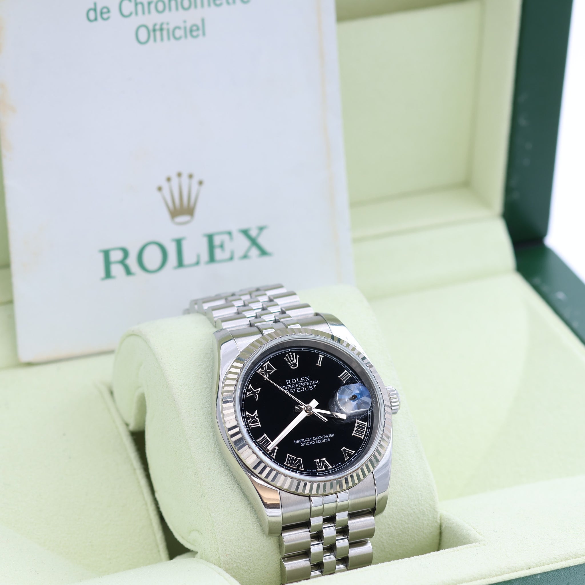 Buy Watch Rolex Datejust ref. 116234 Black Roman Dial - Full Set