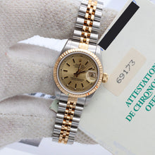 Indlæs billede til gallerivisning Rolex Datejust Lady ref. 69173 Steel/Gold - Champagne Circle Dial - Full Set
