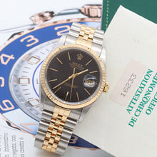 Load image into Gallery viewer, Rolex Datejust 36 ref. 16233 Black Plain dial with Full Set
