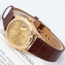 Bild in Galerie-Viewer laden, Rolex Day-Date ref. 18238 Champagne Diamonds Dial - Leather Strap
