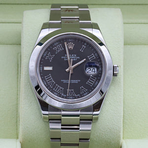 Rolex Datejust 41 ref. 116300 Black Roman Dial - Oyster Bracelet - Full Set