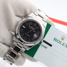 Carica l'immagine nel visualizzatore di Gallery, Rolex Datejust 41 ref. 116300 Black Roman Dial - Oyster Bracelet - Full Set
