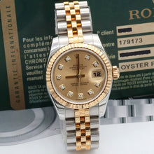 Bild in Galerie-Viewer laden, Rolex Datejust ref. 179173 Champagne Diamonds Dial Jubilee Bracelet - Full set
