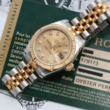 Bild in Galerie-Viewer laden, Rolex Datejust ref. 179173 Champagne Diamonds Dial Jubilee Bracelet - Full set
