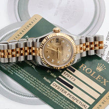 Bild in Galerie-Viewer laden, Rolex Datejust ref. 179173 Champagne Diamonds Dial Jubilee Bracelet - Full set
