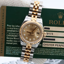 Bild in Galerie-Viewer laden, Rolex Datejust ref. 179173 Champagne Diamonds Dial Jubilee Bracelet - Full set
