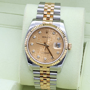 Rolex Datejust ref. 116233 Computer Champagne Diamonds Dial - Full Set
