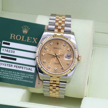Załaduj obraz do przeglądarki galerii, Rolex Datejust ref. 116233 Computer Champagne Diamonds Dial - Full Set
