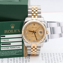 Załaduj obraz do przeglądarki galerii, Rolex Datejust ref. 116233 Computer Champagne Diamonds Dial - Full Set
