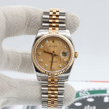 Załaduj obraz do przeglądarki galerii, Rolex Datejust ref. 116233 Computer Champagne Diamonds Dial - Full Set
