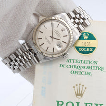 Indlæs billede til gallerivisning Rolex Datejust ref. 1601 - White Gold Bezel - Silver dial (VI) - Full Set
