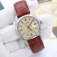 Cargar imagen en el visor de la galería, Rolex Precision ref. 6694 - Champagne Dial with Golden Indexes - Leather Strap
