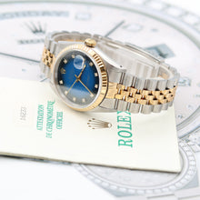 Cargar imagen en el visor de la galería, Rolex Datejust 36 ref. 16233 Blue Degradee Diamonds dial - Jubilee Bracelet - Full Set
