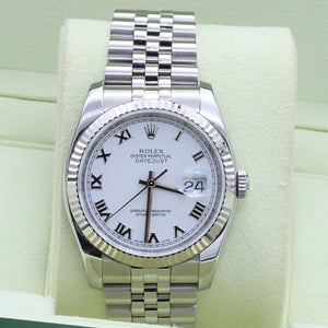Rolex Datejust ref. 116234 White Roman Dial - Jubilee - Full Set