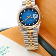 Cargar imagen en el visor de la galería, Rolex Datejust 36 ref. 16233 Blue Degradee Diamonds dial - Jubilee Bracelet - Full Set
