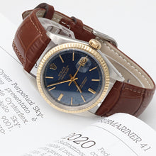 Load image into Gallery viewer, Rolex Datejust ref. 1601 - Blue Dial v2 - Leather strap
