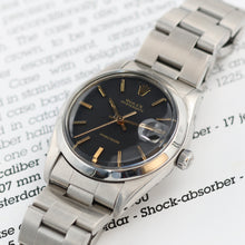 Cargar imagen en el visor de la galería, Rolex Precision Date ref. 6694 Black Dial (Golden Indexes) - Oyster Bracelet
