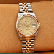 Datejust ref. 16233 - Champagne Millennary Diamonds Dial - Jubilee Bracelet - Full Set