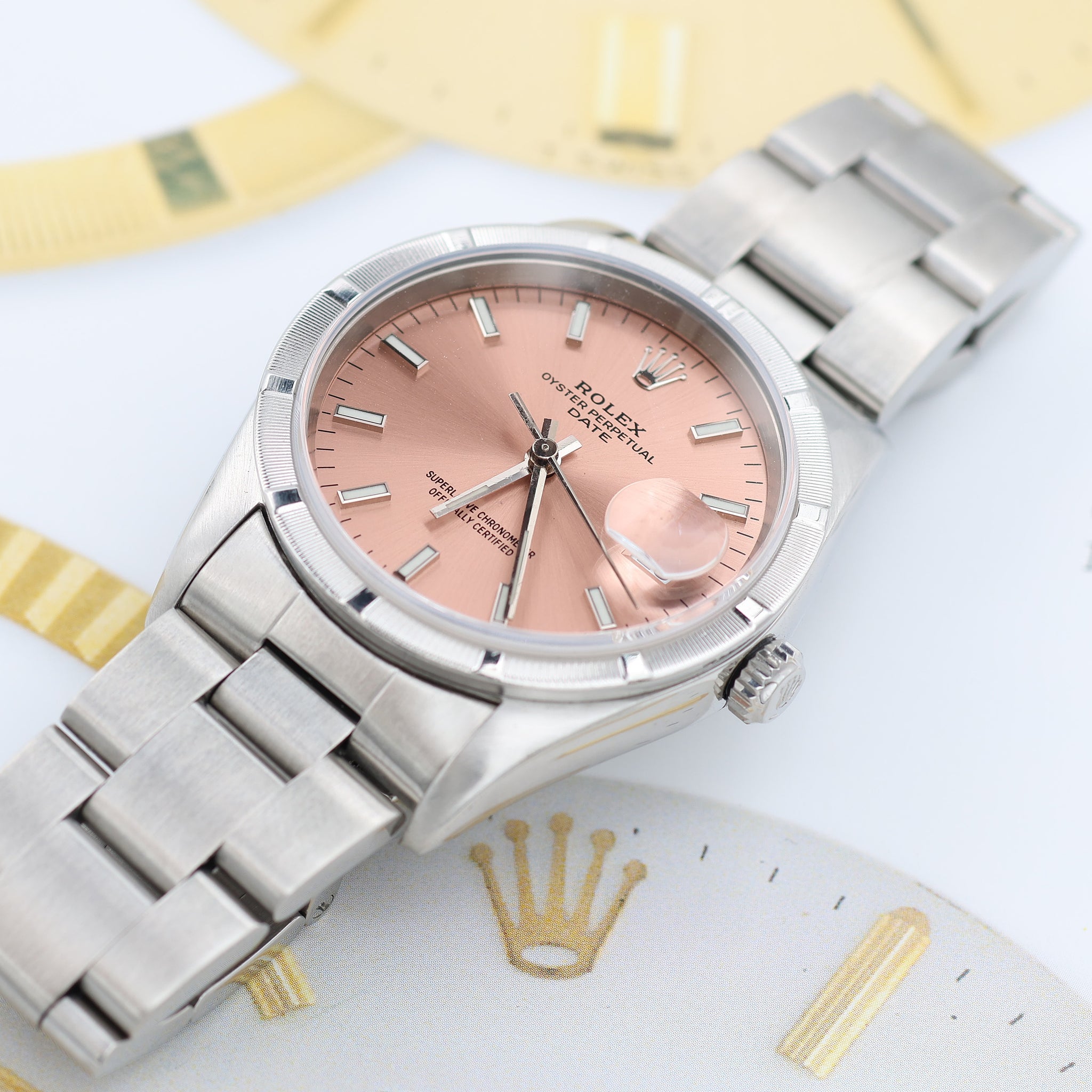 Rolex Date ref. 15210 - Salmon Dial - Oyster Bracelet – Debonar Rolex Date ref. 15210 - Salmon Dial - Oyster Bracelet – Debonar