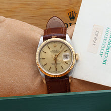 Carica l'immagine nel visualizzatore di Gallery, Rolex Datejust 36 ref. 16233 Champagne dial - Leather Strap - Full Set
