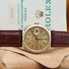 Carica l'immagine nel visualizzatore di Gallery, Rolex Datejust 36 ref. 16233 Champagne dial - Leather Strap - Full Set
