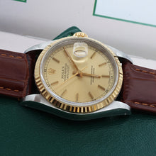 Carica l'immagine nel visualizzatore di Gallery, Rolex Datejust 36 ref. 16233 Champagne dial - Leather Strap - Full Set
