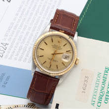 Carica l'immagine nel visualizzatore di Gallery, Rolex Datejust 36 ref. 16233 Champagne dial - Leather Strap - Full Set
