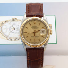 Carica l'immagine nel visualizzatore di Gallery, Rolex Datejust 36 ref. 16233 Champagne dial - Leather Strap - Full Set
