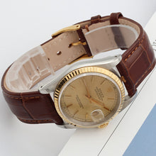 Carica l'immagine nel visualizzatore di Gallery, Rolex Datejust 36 ref. 16233 Champagne dial - Leather Strap - Full Set
