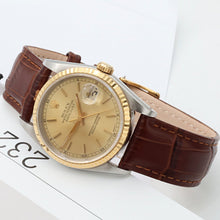 Carica l'immagine nel visualizzatore di Gallery, Rolex Datejust 36 ref. 16233 Champagne dial - Leather Strap - Full Set
