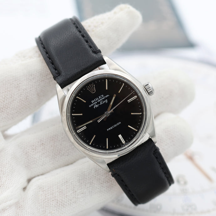Rolex Air-King ref. 5500 Black dial - Leather strap