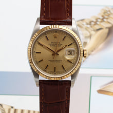 Carica l'immagine nel visualizzatore di Gallery, Rolex Datejust 36 ref. 16233 Champagne dial - Leather Strap - Full Set
