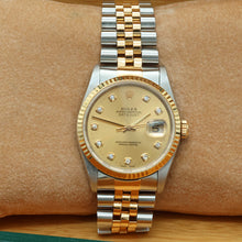 Load image into Gallery viewer, Rolex Datejust 36 ref. ref. 16233G Champagne Big Diamonds dial - Jubilee
