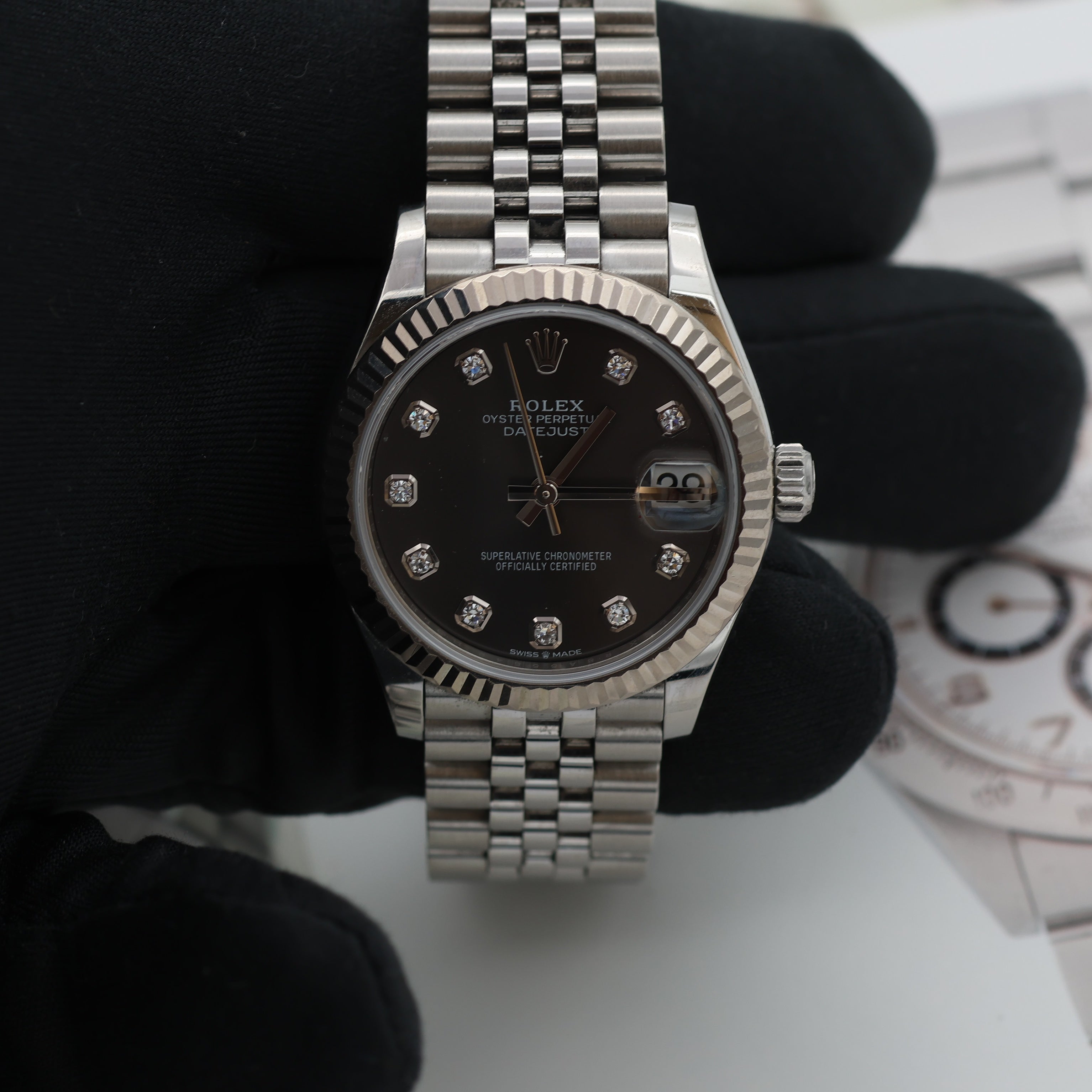 Rolex Datejust 31mm ref. 278274 Black/Grey Diamonds Dial - Jubilee Bracelet - Full Set