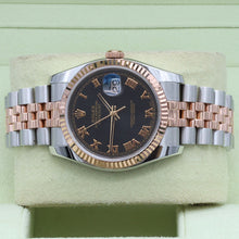 Załaduj obraz do przeglądarki galerii, Rolex Datejust 36 ref. 116231 Black Roman Dial - Steel/Rose Gold Jubilee - Full Set
