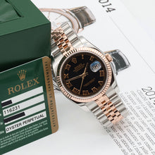 Załaduj obraz do przeglądarki galerii, Rolex Datejust 36 ref. 116231 Black Roman Dial - Steel/Rose Gold Jubilee - Full Set

