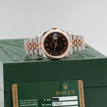 Załaduj obraz do przeglądarki galerii, Rolex Datejust 36 ref. 116231 Black Roman Dial - Steel/Rose Gold Jubilee - Full Set
