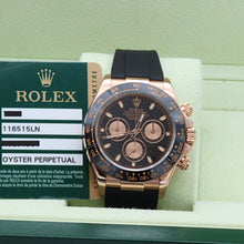 Charger l'image dans la galerie, Rolex Daytona ref. 116515 Black dial with pink subdials - Rubber-B strap - Full Set
