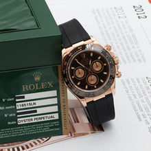 Charger l'image dans la galerie, Rolex Daytona ref. 116515 Black dial with pink subdials - Rubber-B strap - Full Set
