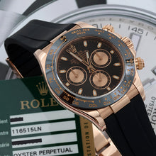 Charger l'image dans la galerie, Rolex Daytona ref. 116515 Black dial with pink subdials - Rubber-B strap - Full Set
