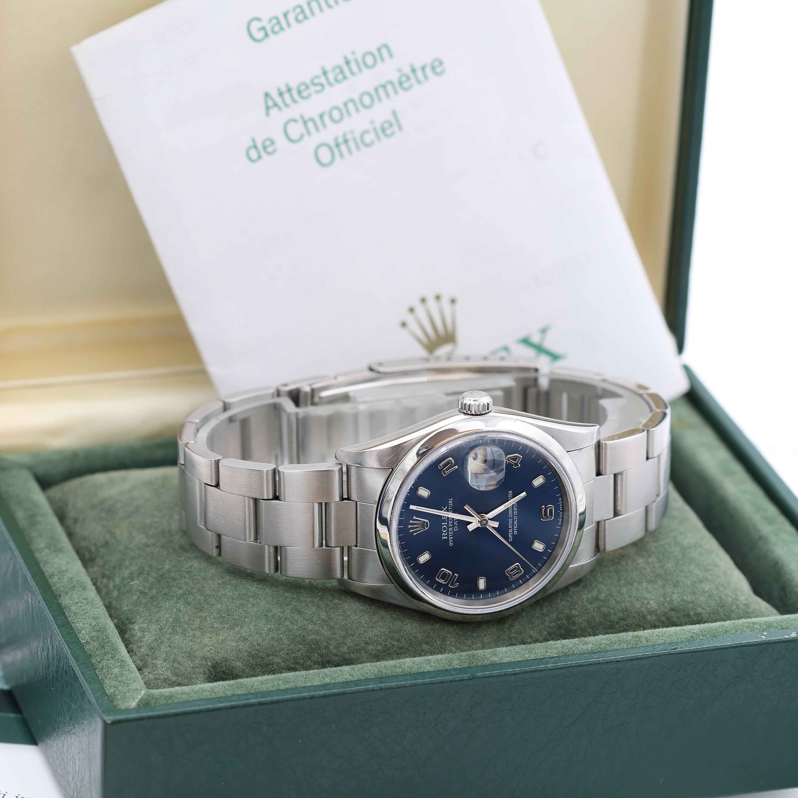 Rolex Date ref. 15200 Blue Arabic Dial Oyster Bracelet - Full Set